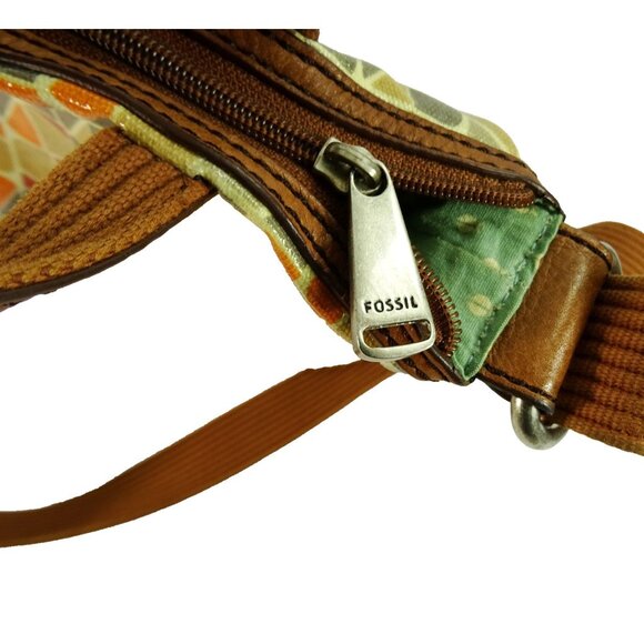 Fossil Key-Per Crossbody Tote Bag Geometric Print Coated Canvas Retro Style - Picture 7 of 12